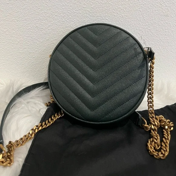 NWT SAINT LAURENT YSL Round Jade Vinyle Chevron Loulou Camera WOC Crossbody Bag - Picture 8 of 10